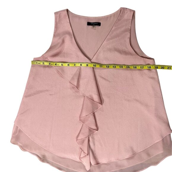 Tahari ASL Women's Top Blouse Pink Small Ruffle V Neck Sleeveless - Picture 4 of 7